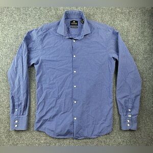 Scotch & Soda Shirt Men Size Medium Button Down Stretch Blue White Gingham